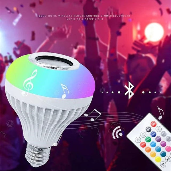 Smart E27 LED RGB White 12W Wireless Bluetooth Speaker Bulb Lamp Colorful  Changing Bulb Remote App Control Decor Home