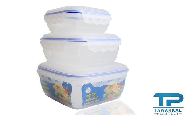 3.96 Litre) Air tight 3 Pieces Food Container Set Master Rectangle