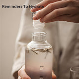 Glass Water Bottle With Time Marker