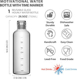 Glass Water Bottle With Time Marker