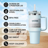 Stainless Steel Vacuum Tumbler Flip Straw 40oz