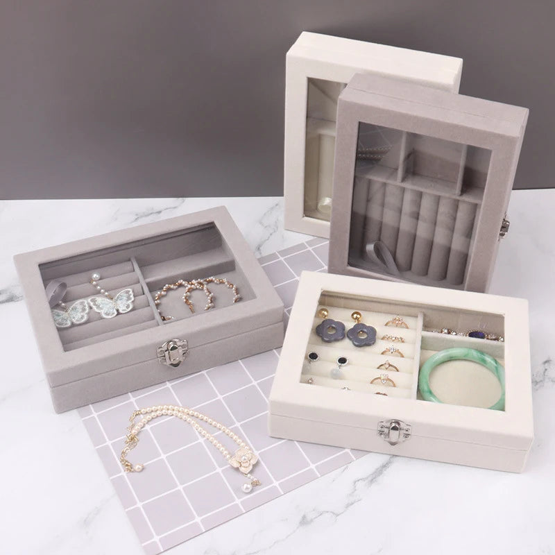 Velvet Rings & Earrings Organizer Storage Box