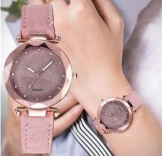 Women Quartz Watches- Rhinestone Romantic Starry Sky Luminous Wrist Watch