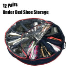 12 Pair Under Bed Shoes Round Storage Space Saving Shoe Organizer