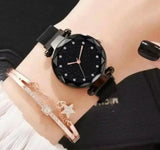 Stainless Steel Magnet Strap Led Digital Watch For Girls
